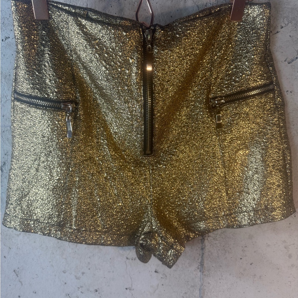 Cecico Gold High Waist Sequin Shorts